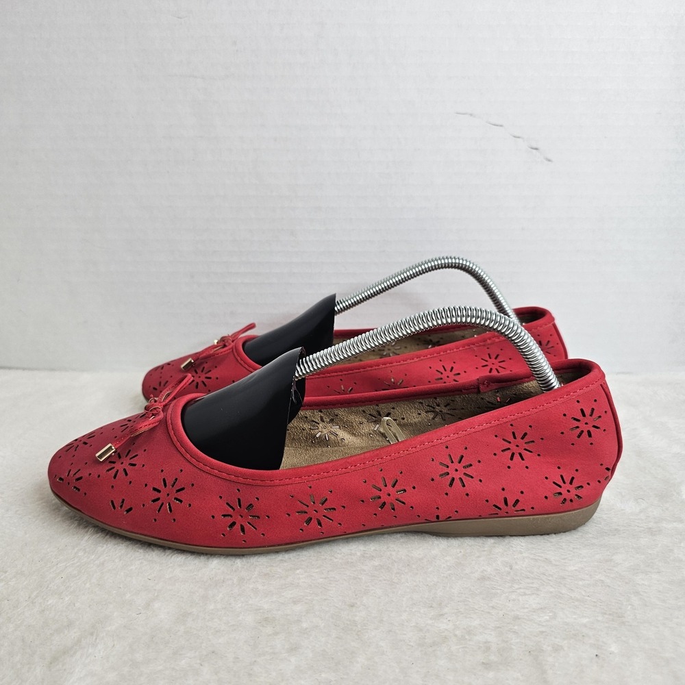White Mountain Shoes Womens Casual Slip On Ballet Flats Red Size 10